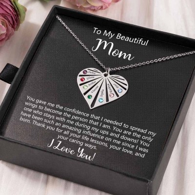 Personalized To My Mom Birthstone Heart Pendant Necklace Gift Ideas For Mother's Day