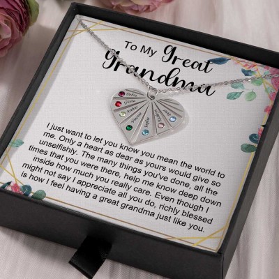 Personalized To My Grandma Birthstone Heart Pendant Necklace Gift Ideas For Mother's Day