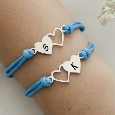 Personalized Best Friend Sister Friendship Couple Bracelets With Initial For 2