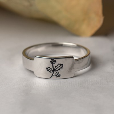 Personalised Family Birth Flower Month Ring Gift For Her