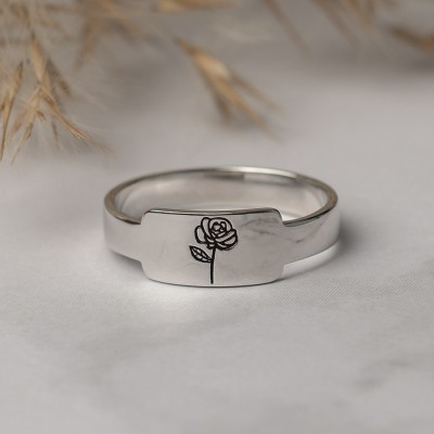 Personalised Family Birth Flower Month Ring Gift For Her