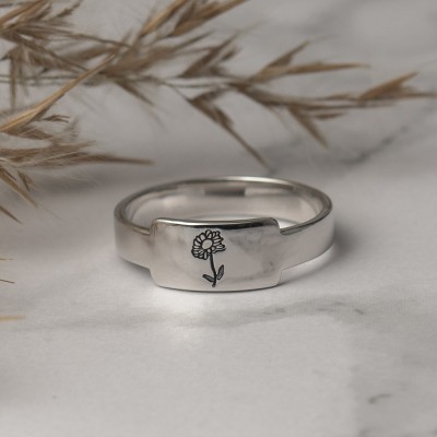 Personalised Family Birth Flower Month Ring Gift For Her