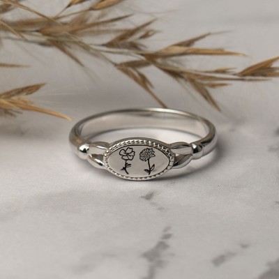 Personalised Family Birth Flower Month Ring Gift For Her