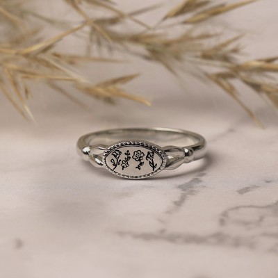 Personalised Family Birth Flower Month Ring Gift For Her