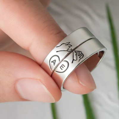 Personalized Matching Ring Swear Stacking Ring Set of 2