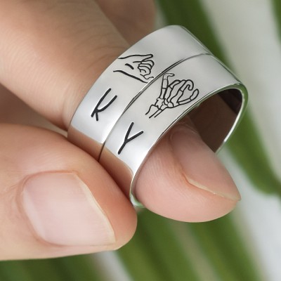 Personalized Matching Ring Swear Stacking Ring Set of 2