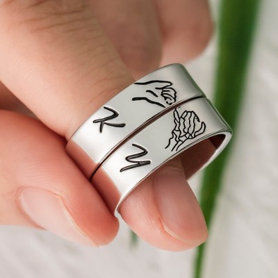 Personalized Matching Ring Swear Stacking Ring Set of 2