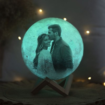 Personalized Moon Lamp Mult Color 3D Photo Moonlight Touch Home Decor For Couple Valentine's Day