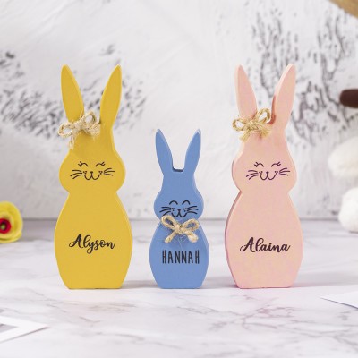 Easter Peeps Sign Personalized Engraved Name Wooden Bunny Home Decor Grandpa Grandma Gift