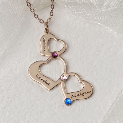 Personalized Family Name Heart Necklace Christmas Gift