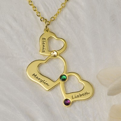 Personalized Heart Birthstone Name Necklaces For Her Mother Birthday Family Anniversary Gift Ideas