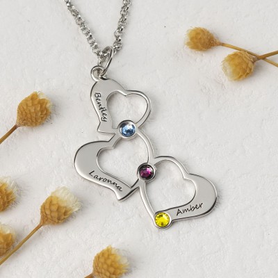 Silver Personalized Family Name Heart Necklace Christmas Gift