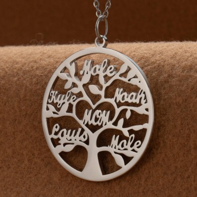 Personalised Family Tree Necklaces With Kids Name For Mother's Day Gift Ideas