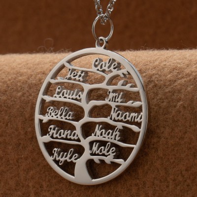 Personalised Family Tree Necklaces With Kids Name For Mother's Day Family Gift Ideas