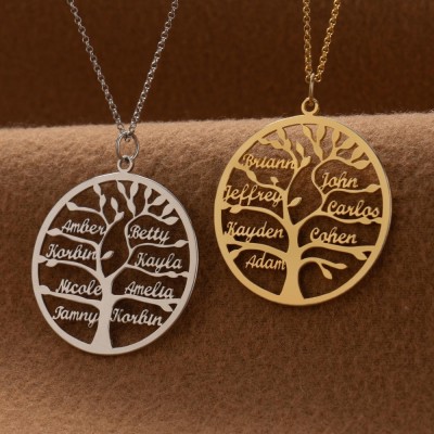 Personalised Family Tree Necklaces With Kids Name For Mother's Day Family Gift Ideas