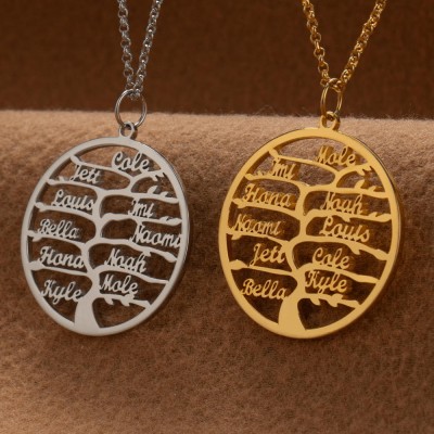 Personalised Family Tree Necklaces With Kids Name For Mother's Day Family Gift Ideas