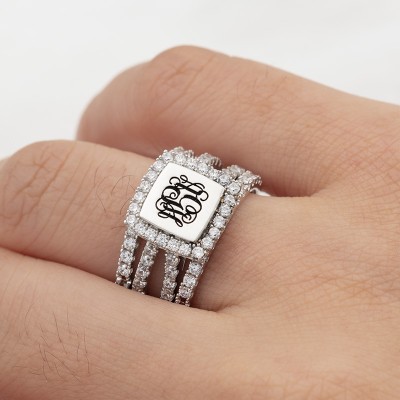 Custom Engraved Stacking Monogram Ring