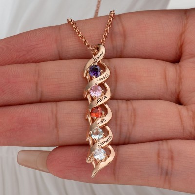 Personalized 1-8 Name Engraved and Birthstone Necklaces
