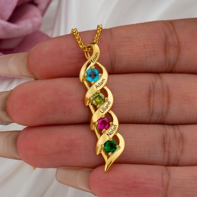Personalized 1-8 Name Engraved and Birthstone Necklaces