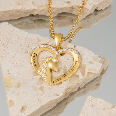 Personalized Unicorn Name Heart Necklace for Little Girl