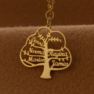 Custom Family Tree Name Engraved Necklaces