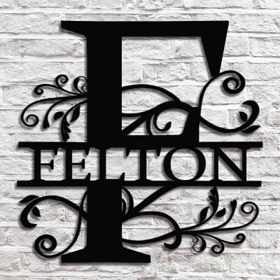 Personalized Family Name Metal Sign Monogram Home Wall Decor
