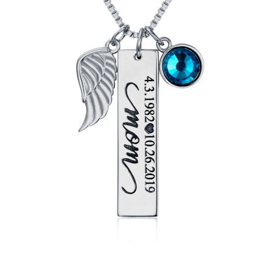 Personalized Engraved Memorial Necklace With Birthstone