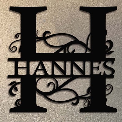 Personalized Family Name Metal Sign Monogram Home Wall Decor