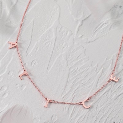 18K Rose Gold Plating Personalized 1-10 Initial Letter Pendant Name Necklace For Her