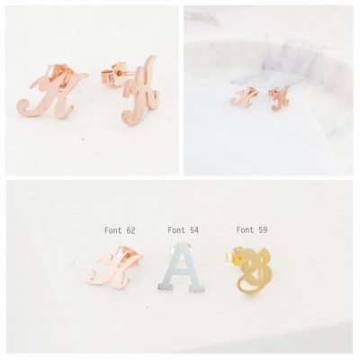 S925 Silver Personalized Initial Letter Name Earrings