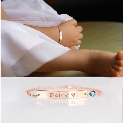 Personalized Birthstone Baby Name Engraving Bracelets