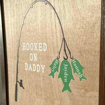 Hooked on Papa Dad Grandpa Personalized 1-12 Names Engraved Fishing Trip Gift For Him