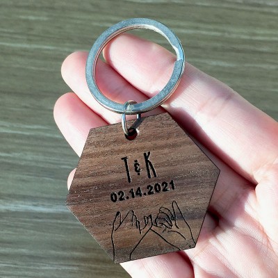 Personalized Keychain Anniversary Valentine's Day Couple Gift