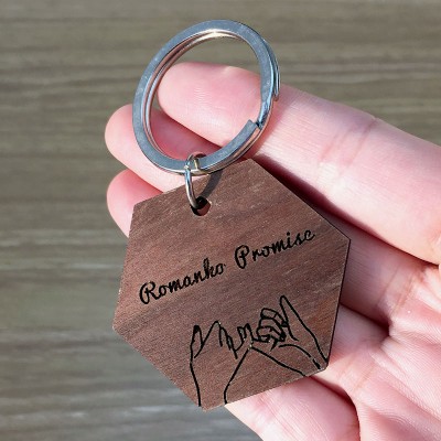 Personalized Wooden Keychain Anniversary Valentine's Day Couple Gift