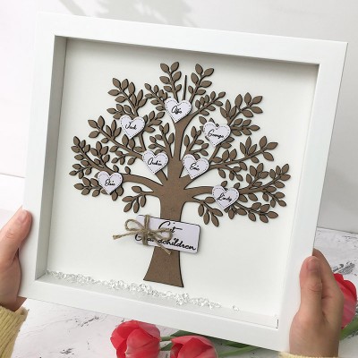 Custom Family Tree Wood Frame Name Engraved Home Decor For Grandma Mom