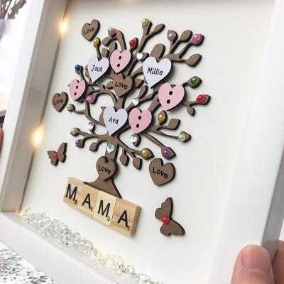 Custom Family Tree Wood Frame Name Engraved Home Decor For Grandma Mom