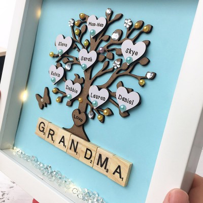 Custom Family Tree Wood Frame Name Engraved Home Decor For Grandma Mom