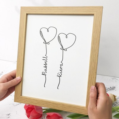 Custom Heart Frame Name Sign Home Decor