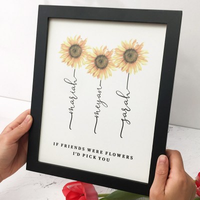 If Friend Were Flowers Frame Name Sign Personalized Sister Friend Family Gift