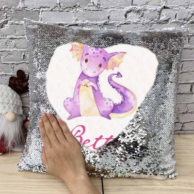 Personalized Sequin Name Sliver Pillow Girl Birthday Gift