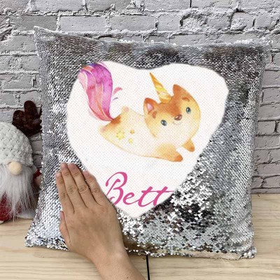 Personalized Sequin Name Sliver Pillow Girl Birthday Gift