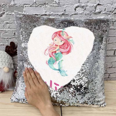 Personalized Sequin Name Sliver Pillow Mermaid Girl Birthday Gift