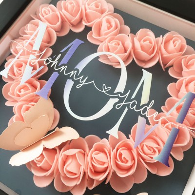 Personalized Mom Flower Shadow Box With Name For Mother's Day