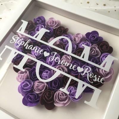 Personalized Mom Flower Shadow Box With Name For Mother's Day