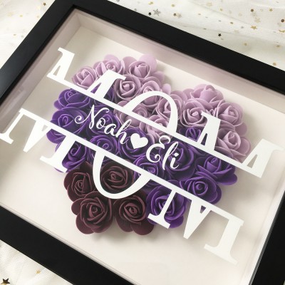 Personalized Mom Flower Shadow Box With Name For Mother's Day