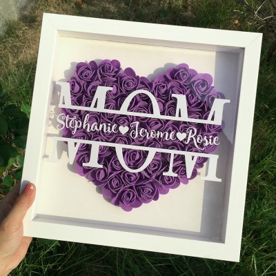 Personalized Mom Flower Shadow Box With Name For Mother's Day