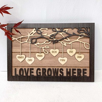 Custom Family Tree Wood Sign Name Engraved Home Wall Decor Gift