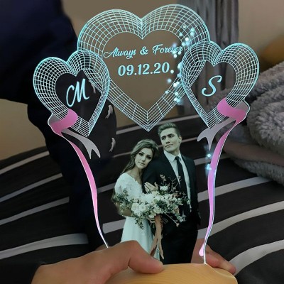 Custom Photo Acrylic Led Night Light Valentin's Day Gift For Her Couple Bedroom Decor