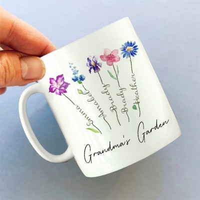 Personalized Grandma's Garden Birth Month Flower Mug With Names Gift Ideas For Mother's Day