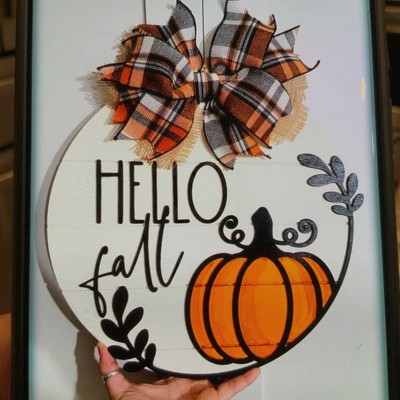 Wooden Hello Fall Door Hanger Farmhouse Decor Entry Way Wall Welcome Sign